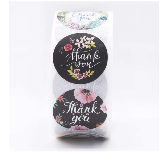 80 pcs 1" Boho Feather Flower Thank You Stickers - Picture 4 of 6